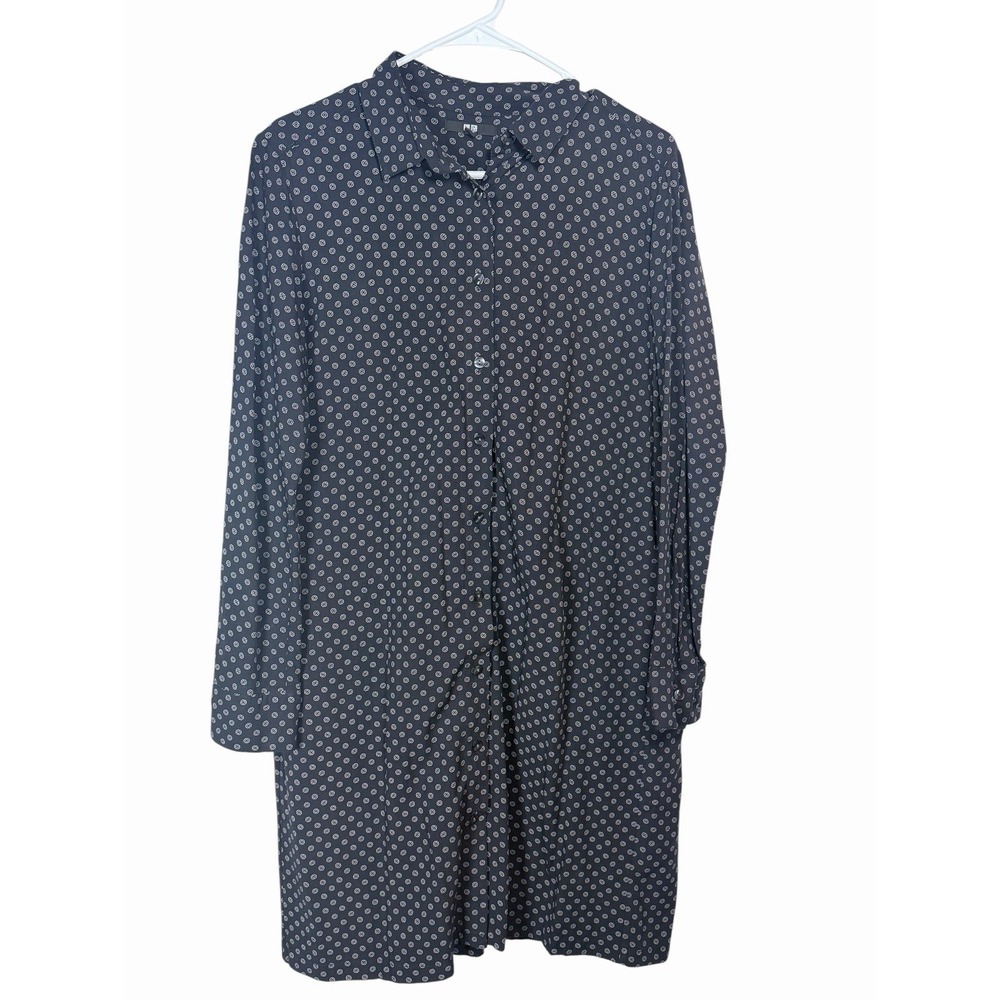 Uniqlo Shirt Dress‎ Womens M Navy Geometric Rayon Tunic Minimalist Lagenlook